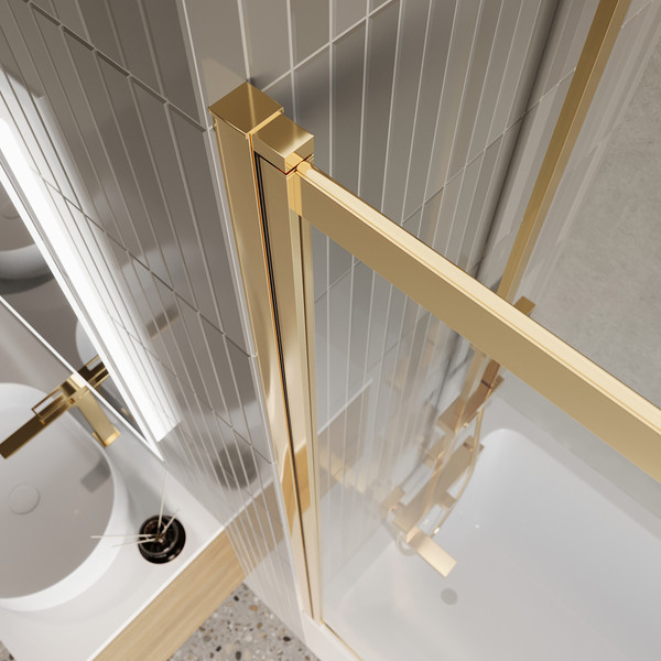 Изображение товара Стеклянная шторка для ванны BelBagno Luce-VF-11-90/145-C-ORO