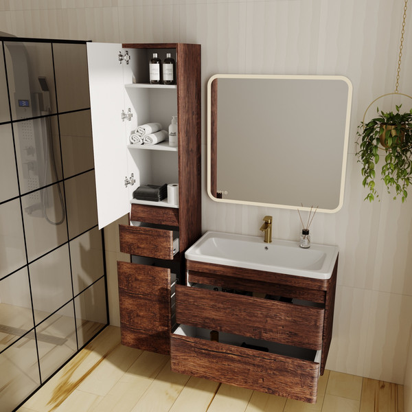 Изображение товара Тумба под умывальник Symbolite Атлантика 80 Люкс Plus (подвесная, старое дерево)