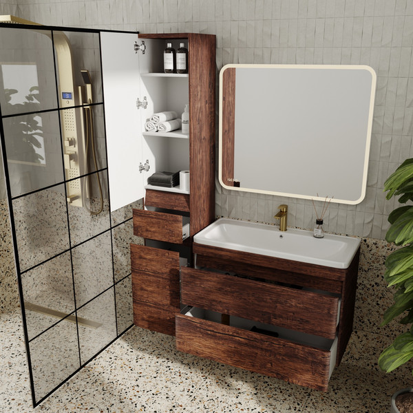 Изображение товара Тумба под умывальник Symbolite Атлантика 90 Люкс Plus (подвесная, старое дерево)