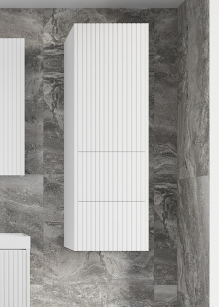 Изображение товара Шкаф-полупенал для ванной Symbolite Стокгольм 36 2 ящика (белый рифленый софт)