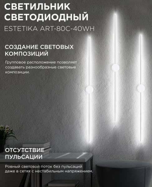 Изображение товара Бра INhome Estetika ART-80C-40WH / 4690612057903