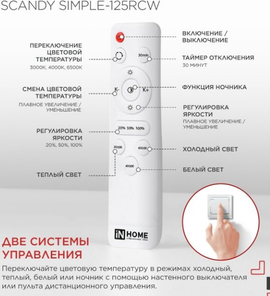 Изображение товара Потолочный светильник INhome Scandy Simple-125RCW / 4690612058986