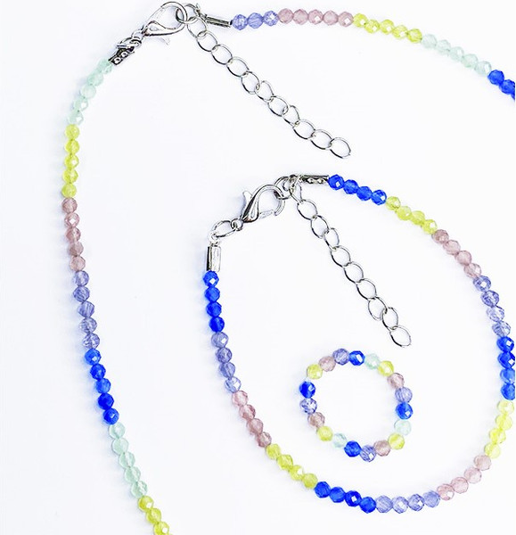 Изображение товара Браслет на ногу Wolves Кошачий глаз 6017 (р.21-26, трехцветный)