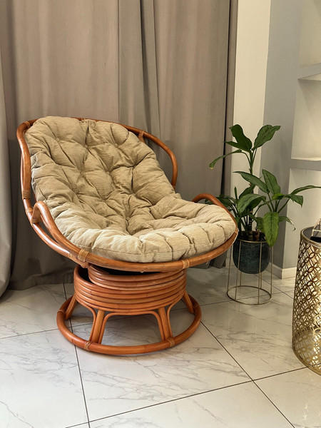 Изображение товара Кресло садовое Мебель Солнца Папасан Челси вращающийся 23/03В (коньяк)