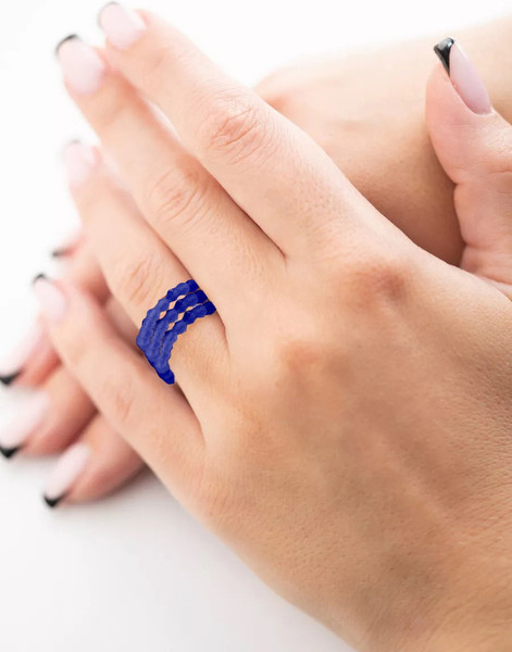 Изображение товара Кольцо Wolves Циркон Тройное 5674 (р.23-24, синий)