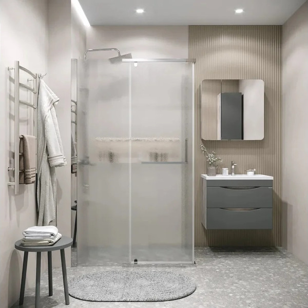 Изображение товара Душевая стенка Grossman Pragma 100х195 / 200.K33.03.100.10.02 (хром/стекло шиншилла)