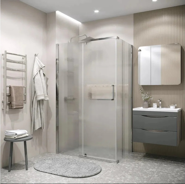 Изображение товара Душевая стенка Grossman Pragma 100х195 / 200.K33.03.100.10.02 (хром/стекло шиншилла)