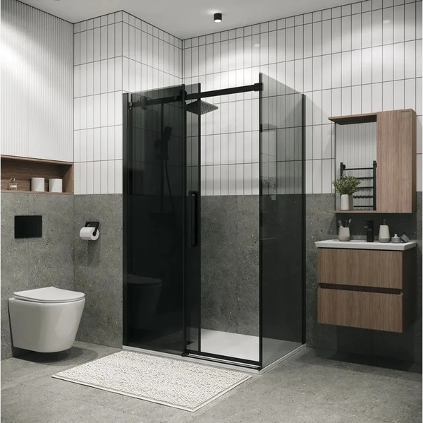 Изображение товара Душевая стенка Grossman Classic 100х195 / 200.K33.04.100.21.10 (черный матовый/стекло тонированное)