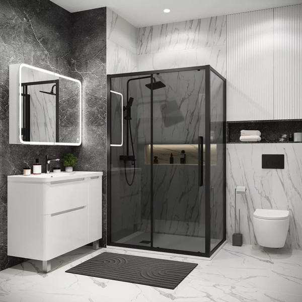 Изображение товара Душевая стенка Grossman Cosmo 100х195 / 200.K33.02.100.21.10 (черный матовый/стекло тонированное)