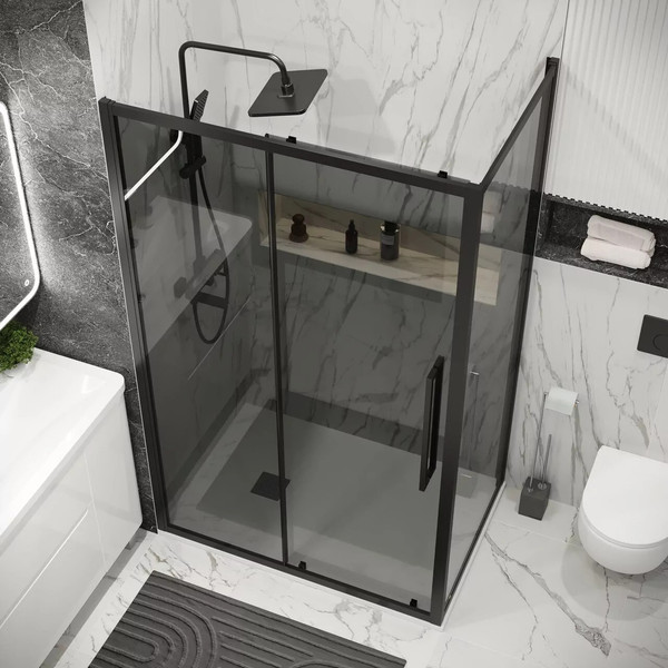 Изображение товара Душевая стенка Grossman Cosmo 100х195 / 200.K33.02.100.21.10 (черный матовый/стекло тонированное)