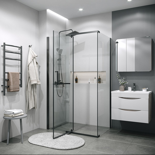 Изображение товара Душевая стенка Grossman Pragma 100х195 / 200.K33.03.100.42.00 (графит сатин/стекло прозрачное)