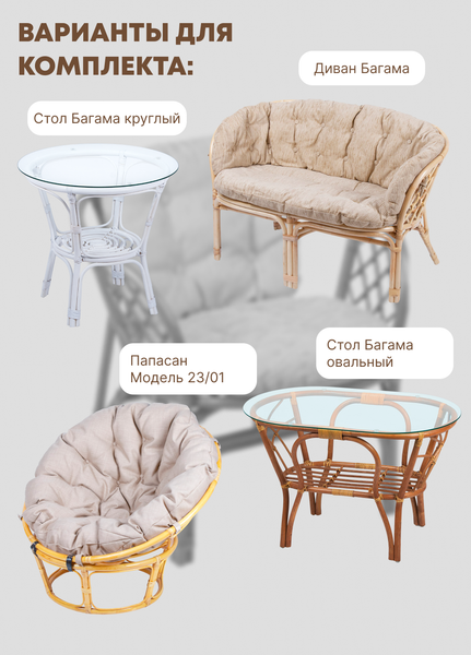 Изображение товара Кресло садовое Мебель Солнца Багама 01/17В (венге/бежевый)