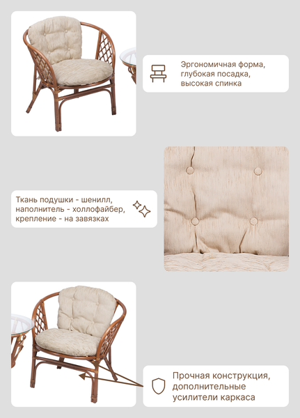 Изображение товара Кресло садовое Мебель Солнца Багама 01/17В (венге/бежевый)
