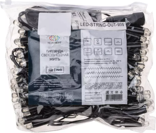 Изображение товара Светодиодная гирлянда Neon-Night Нить 305-176 (10м, теплый белый)