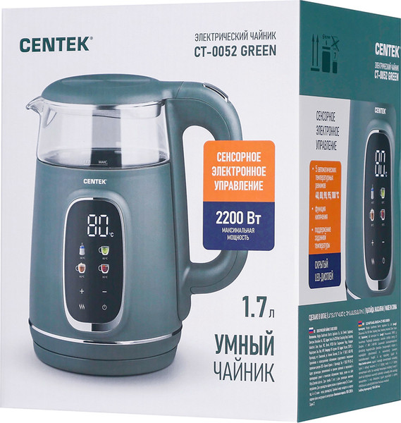 Изображение товара Электрочайник Centek CT-0052 (зеленый)