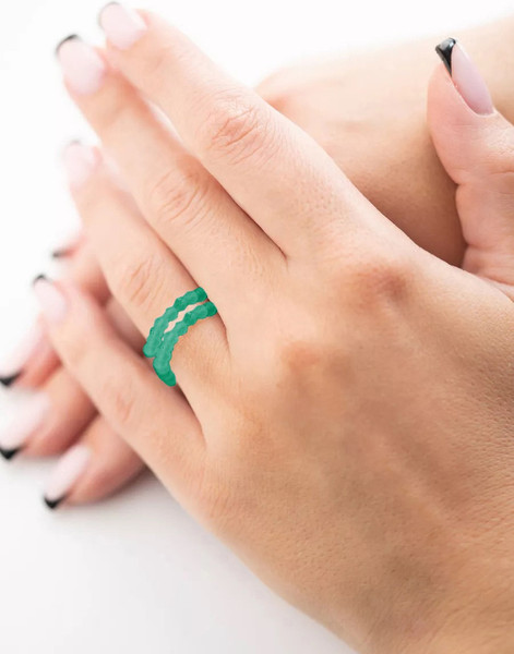 Изображение товара Кольцо Wolves Циркон Двойное 5693 (р.18-19, зеленый)