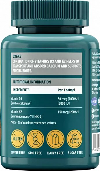Изображение товара Мультивитаминный комплекс UESUPPS Ультра Энерджи Витамин D3 и К2 (30 капсул)