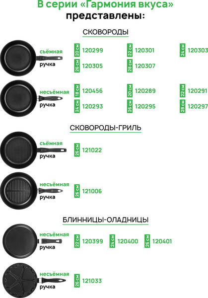 Изображение товара Набор сковородок Elan Gallery Гармония Вкуса / 120303+2 (черный оникс)