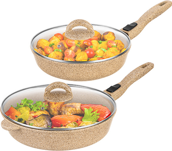 Изображение товара Набор сковородок Elan Gallery Гармония Вкуса / 121136+2 (медовый гранит)
