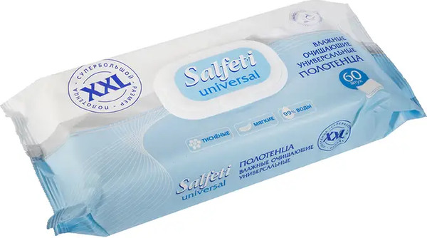 Изображение товара Влажные салфетки Salfeti Полотенца очищающие универсальные XXL (60шт)
