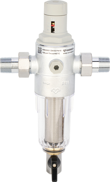 Изображение товара Магистральный фильтр Varmega Сетчатый промывной 1/2" PN16 для ХВС / VM22801
