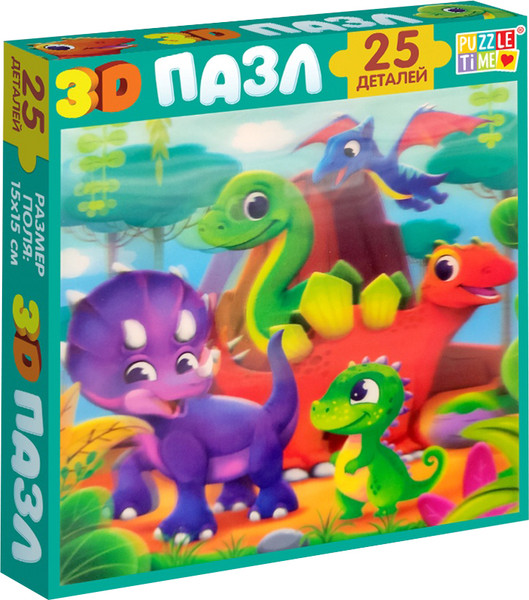 Изображение товара Развивающая игра Puzzle Time Веселые динозаврики 3D / 10145561 (25эл)