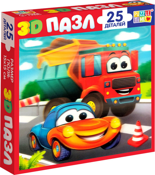 Изображение товара Развивающая игра Puzzle Time Забавные машинки 3D / 10145562 (25эл)