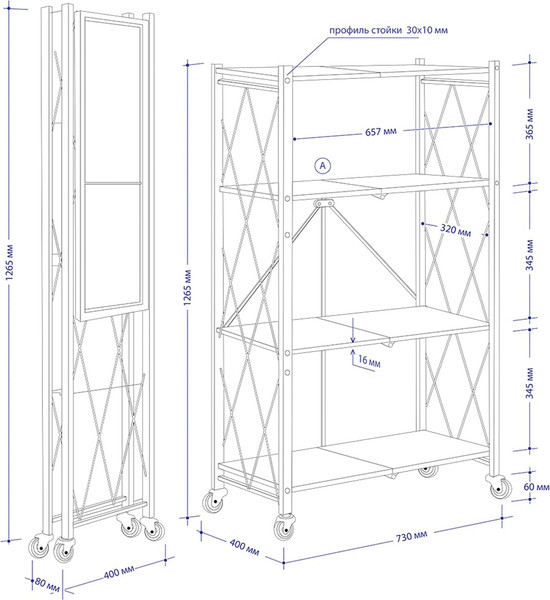 Изображение товара Стеллаж металлический Гелеос Атлант-4 / АСТ-42 (белый)