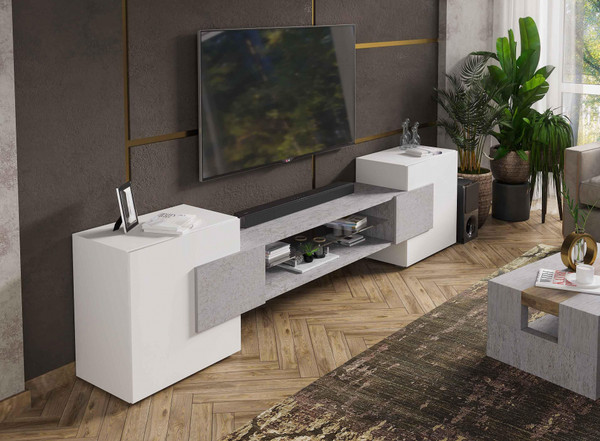Изображение товара Тумба Woodville ТВ Лисмор 563524 (белый/бетон светлый)