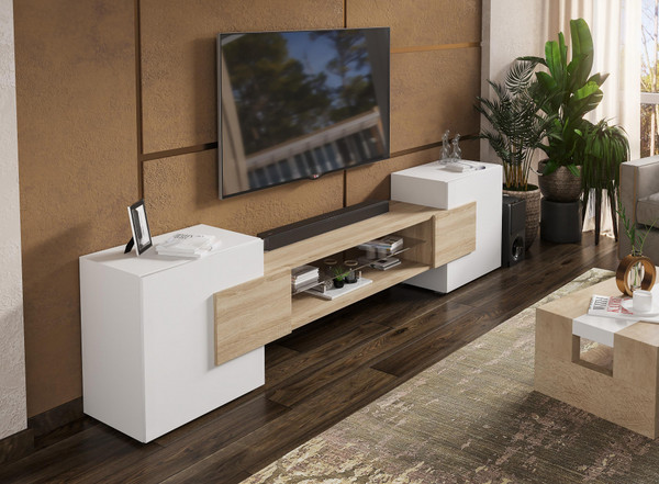 Изображение товара Тумба Woodville ТВ Лисмор 563525 (белый/сонома)