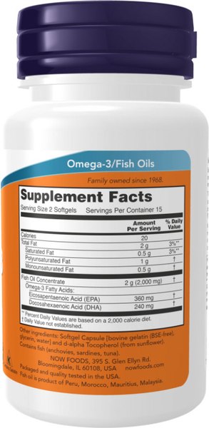 Изображение товара Жирные кислоты NOW Foods Omega-3 1000мг (30капсул)
