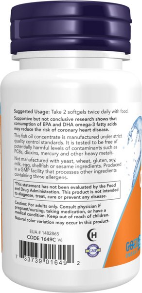 Изображение товара Жирные кислоты NOW Foods Omega-3 1000мг (30капсул)