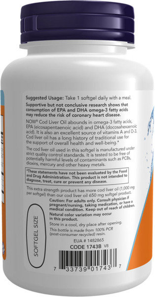 Изображение товара Жирные кислоты NOW Foods Cod Liver Oil 1000мг (90капсул)