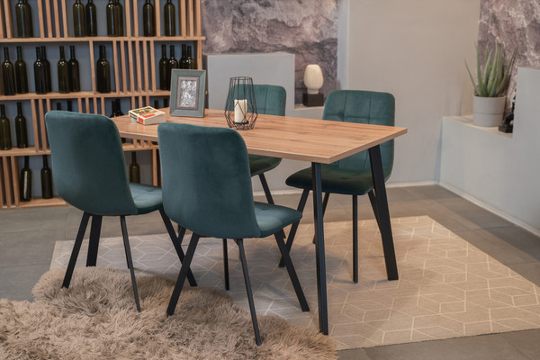 Изображение товара Обеденный стол Woodville Тринити Лофт 120 25 мм / 489635 (дуб делано темный/черный матовый)