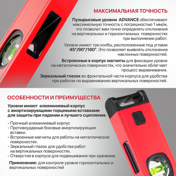 Изображение товара Уровень строительный P.I.T Advance HSPL02-1500
