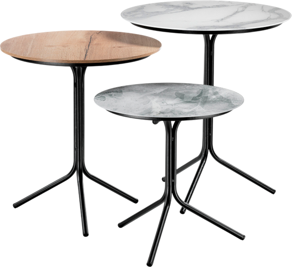 Изображение товара Комплект журнальных столиков Woodville Рускус / 500013 (белый мрамор/серый мрамор/галифакс)