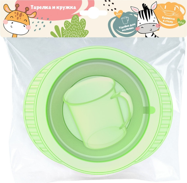 Изображение товара Набор посуды для кормления Полимербыт Giraffix C38955 (зеленый)