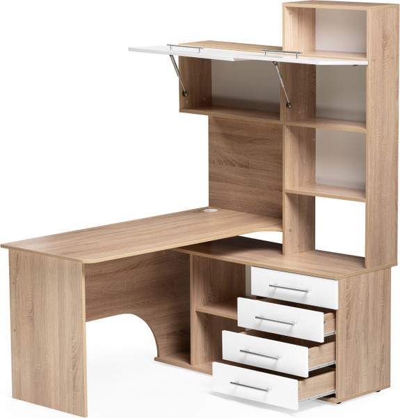 Изображение товара Стол-стеллаж Woodville КСТ-14.1П правый / 285122 (дуб сонома/белый)