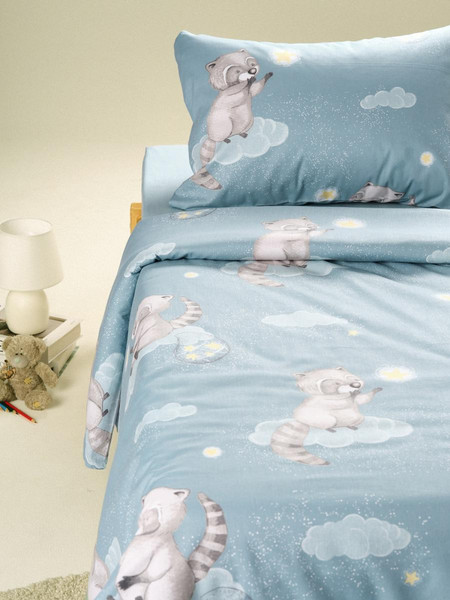 Изображение товара Комплект постельного белья Ночь нежна Енотики 1.5сп 70x70 / 500405-1+510333-21