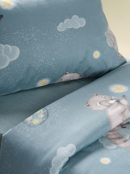 Изображение товара Комплект постельного белья Ночь нежна Енотики 1.5сп 70x70 / 500405-1+510333-21