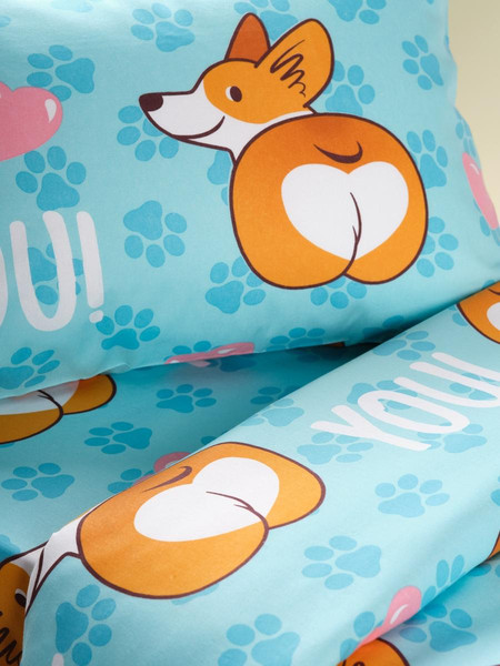 Изображение товара Комплект постельного белья Ночь нежна Корги 1.5сп 70x70 / 500408-1