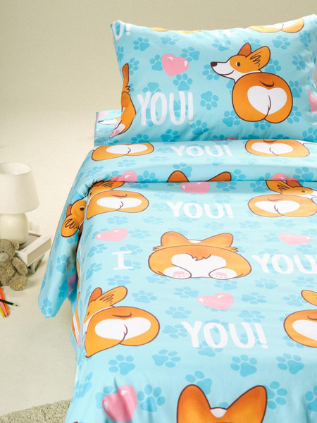 Изображение товара Комплект постельного белья Ночь нежна Корги 1.5сп 70x70 / 500408-1