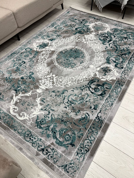 Изображение товара Коврик Radjab Carpet Афина Прямоугольник 0916B / 13315RK (1.2x1.8, Grey/D.green)