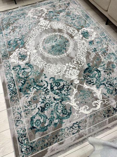 Изображение товара Коврик Radjab Carpet Афина Прямоугольник 0916B / 13315RK (1.2x1.8, Grey/D.green)