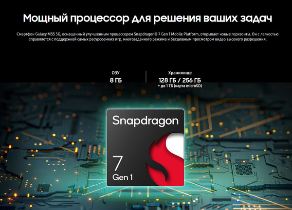 Изображение товара Смартфон Samsung Galaxy M55 8GB/256GB (черный)