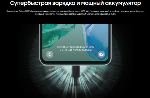 Изображение товара Смартфон Samsung Galaxy M55 8GB/256GB (черный)