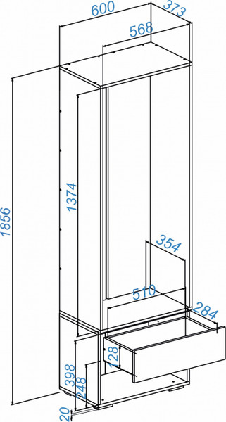 Изображение товара Секция в прихожую Woodville Роут 0.6 м / 615368 (венге/дуб вотан/графит софт)