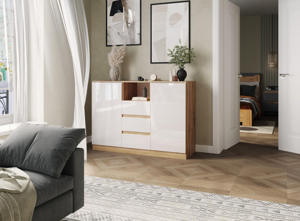 Изображение товара Тумба Woodville Маллоу-2 / 563534 (дуб вотан/белый глянец)