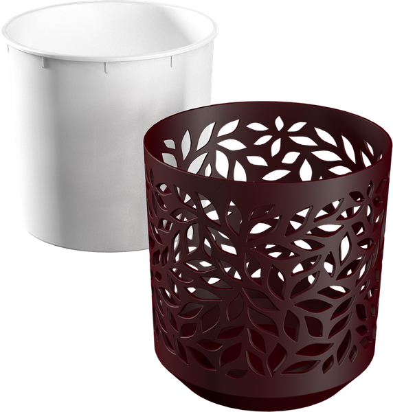 Изображение товара Кашпо La Decoro Leaves / КШ-9575 (бордовый/белый)