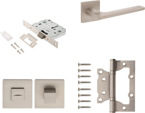 Изображение товара Комплект дверной фурнитуры Code Deco H-30121-A-NISM с фиксатором (матовый никель)